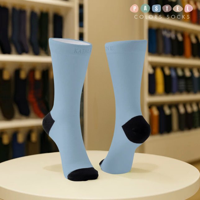 Calcetines Color Azul Bebé Pastel Suave y Sólido  (Solid Soft Sky Light Pastel Baby Blue Color Socks
)