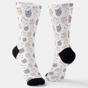 Calcetines Color de agua suave gatito patrón blanco