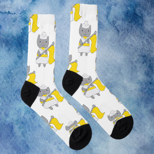 Calcetines Color Guard Cat Yellow White Pattern