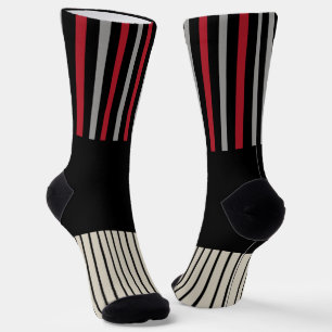 Calcetines Color Pop Stripes-Rojo, Gris, Negro y Blanco Óseo