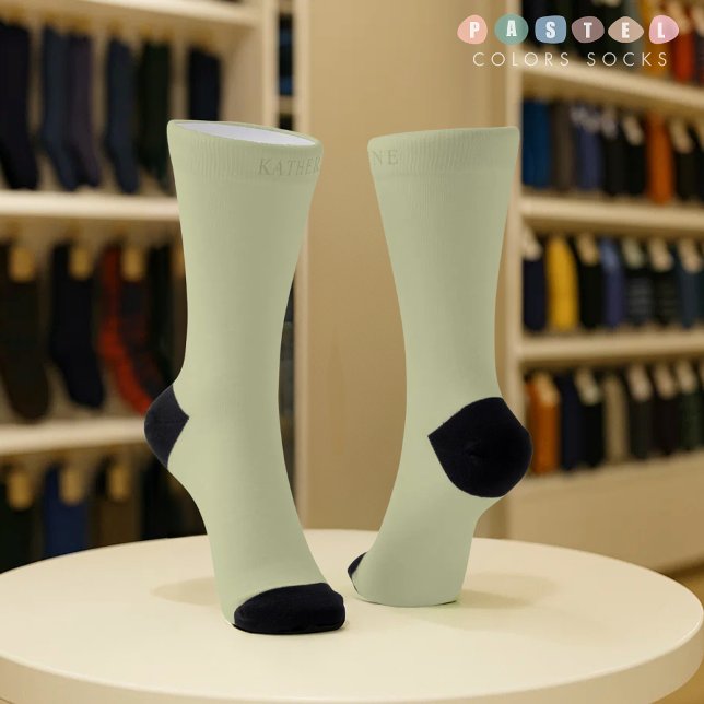 Calcetines Color Verde Musgo Suave Pastel Luz Sólida (Solid Soft Light Pastel Sage Moss Green Color Socks
)