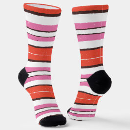 Calcetines Colores alegres a la moda estriado patrón l Rojo l