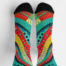 Calcetines Colores y patrones vibrantes en formas curvadas