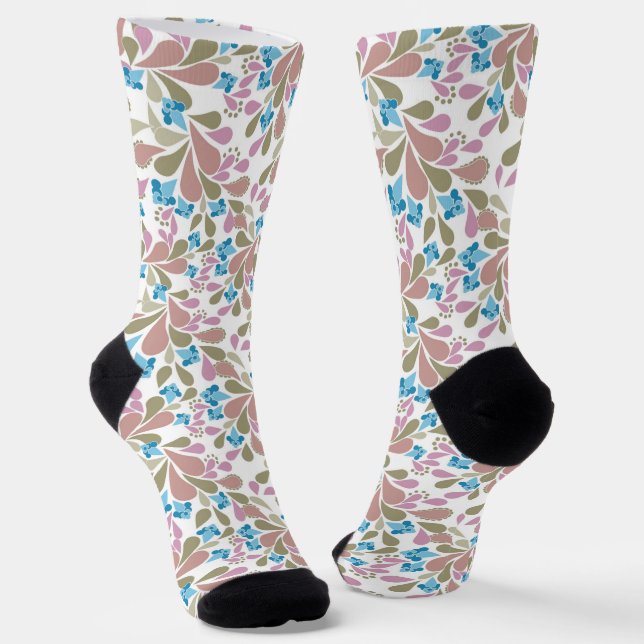 Calcetines Colorful bouquets of retro flowers on white  (Angular)