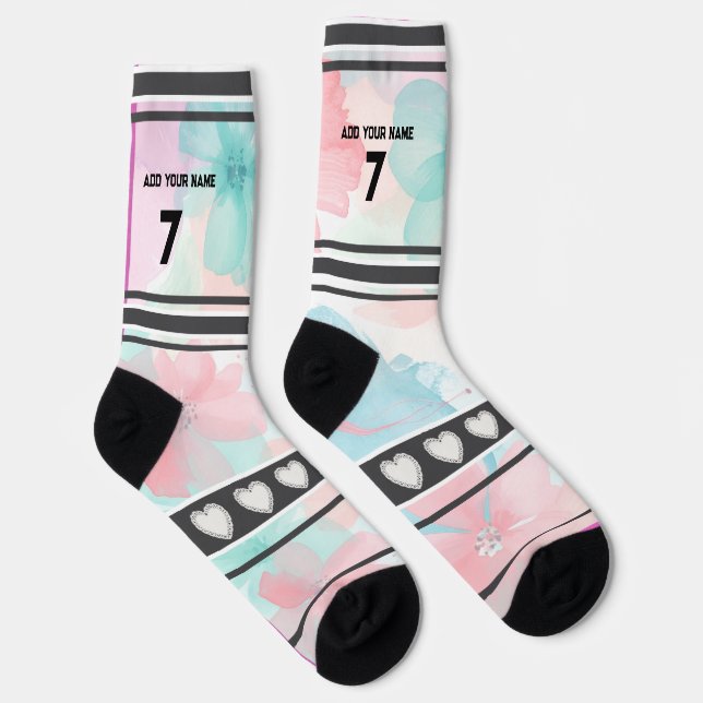 Calcetines Colorful  Flowers - Name Number Socks (Derecha)