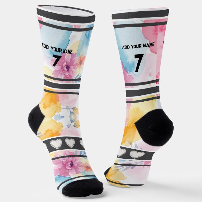 Calcetines Colorful  Flowers - Name Number Socks (Angular)