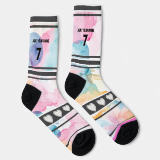 Calcetines Colorful  Flowers - Name Number Socks