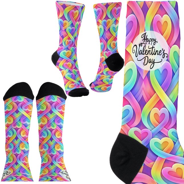Calcetines Colorful Modern Hearts Pattern Valentine’s Day (Subido por el creador)