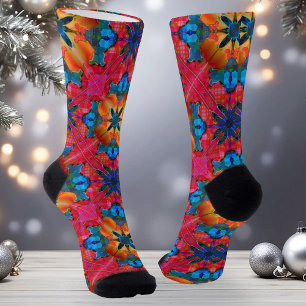 Calcetines Coloridas acuarelas Feliz Navidad Patrones de zóca