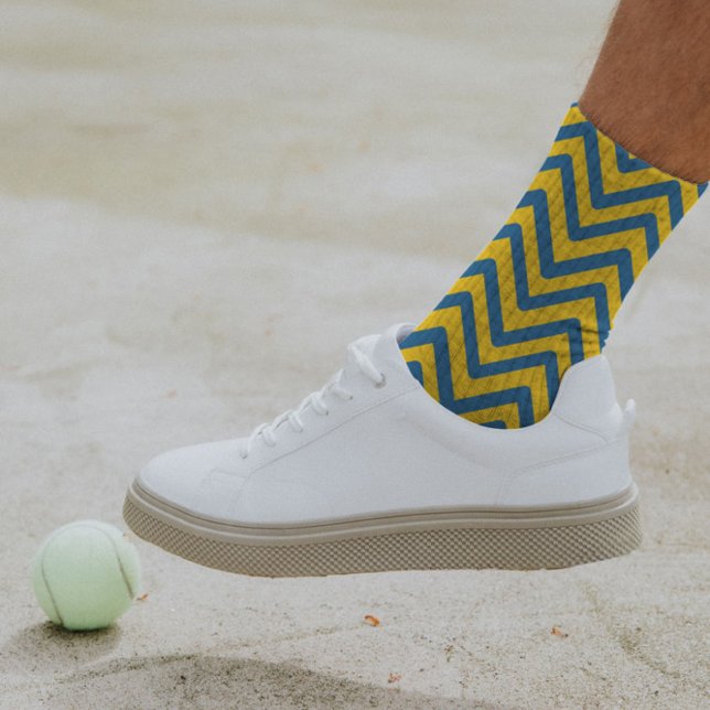 Calcetines Colorido Chevron azul amarillo moderno Zig Zag (Subido por el creador)