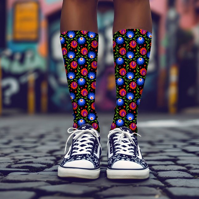 Calcetines Colorido Estilo Mexicano Patrón Floral Elegante Ne (Subido por el creador)