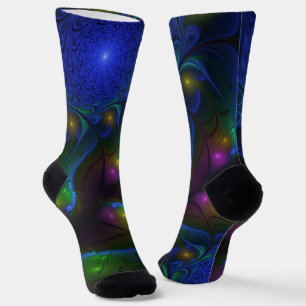 Calcetines Colorido Luminoso Abstracto Moderno Trippy Fractal