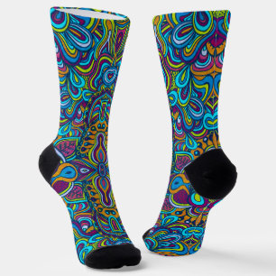 Calcetines Colorido Retro Psicodélico Abstracto Swirls