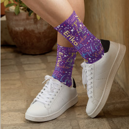 Calcetines Colorido Starry Affection morado lleno de corazone
