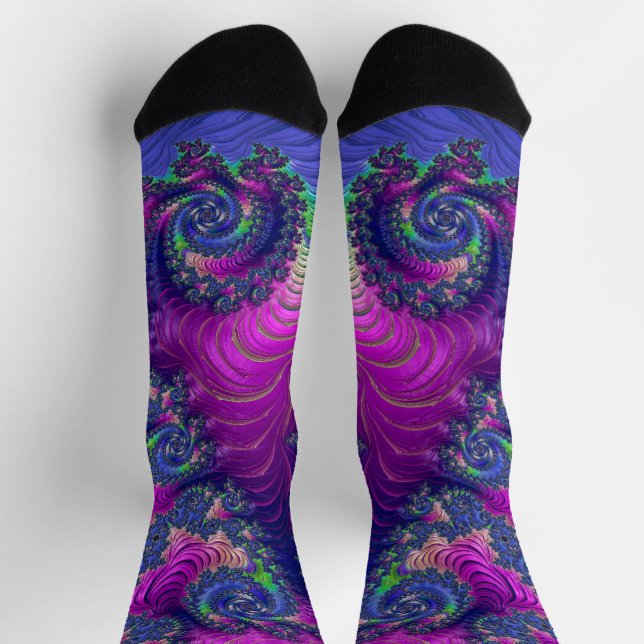 Calcetines Colorido Trippy Boho Tonos de Joyas Arcoíris Fract (Arriba)