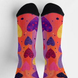 Calcetines Coloridos corazones verticales con puntos y rayas
