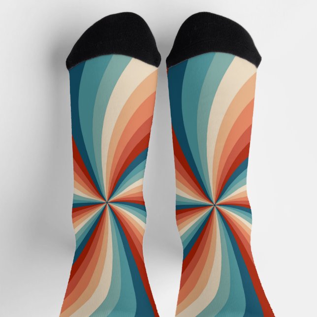 Calcetines Coloridos rayos solares ondulados de estilo retro (Arriba)