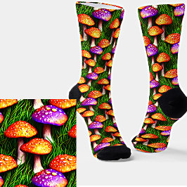 Calcetines Coloridos y extravagantes champiñones Naranja mora
