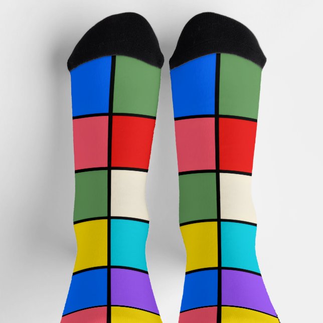 Calcetines Colourful Square Grid Socks – Retro Geometric (Arriba)
