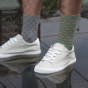 Calcetines Combinación de colores marrón y azul y verde desig