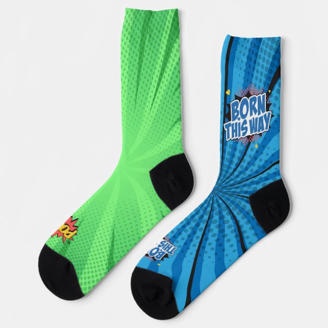 Calcetines Comic Blue BTW Green POW (Izquierda)