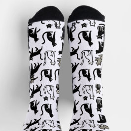 Calcetines Cómodos zócalos de patrón de gato negro