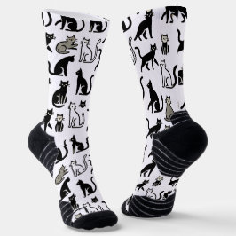 Calcetines Cómodos zócalos de patrón de gato negro