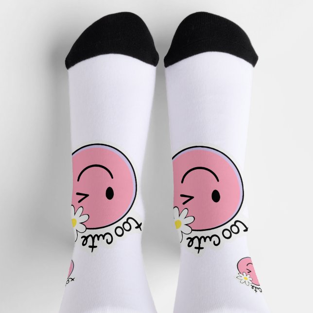 Calcetines con Cara Divertida | Calcetines Rosados (Arriba)