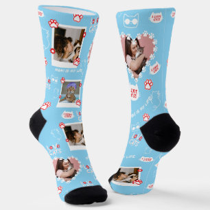 Calcetines con Collage de Fotos de Gatos Personali