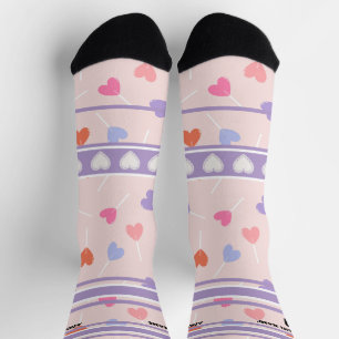 Calcetines con corazón de número de nombre púrpura