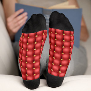 Calcetines con Diamantes Rojos y Dorados con Textu