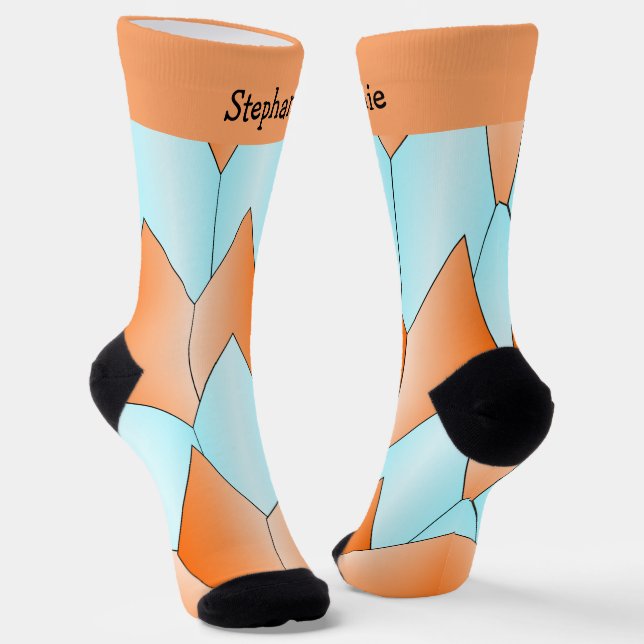 Calcetines con diseño art déco de naranja azul (Angular)