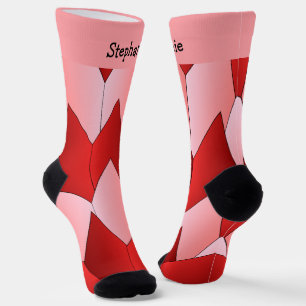 Calcetines con diseño art déco rosa rojo