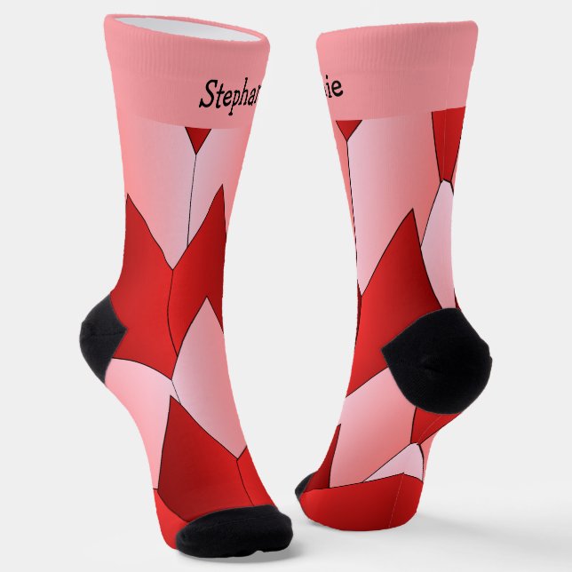 Calcetines con diseño art déco rosa rojo (Angular)