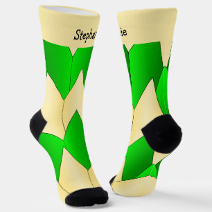 Calcetines con diseño art déco verde amarillo