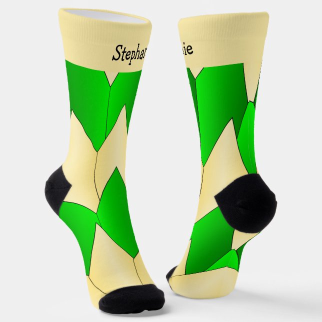 Calcetines con diseño art déco verde amarillo (Angular)