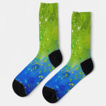 Calcetines con diseño de galaxia azul amarillo e í