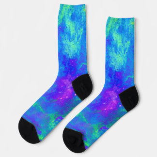 Calcetines con diseño de galaxia púrpura e índigo