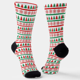 Calcetines con estampado de árboles de Navidad y c