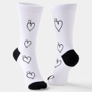 Calcetines con estampado de corazón de gato estili