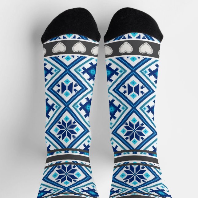Calcetines con estampado de flor azul (Arriba)