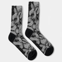 Calcetines con estampado de hoja en negro y blanco