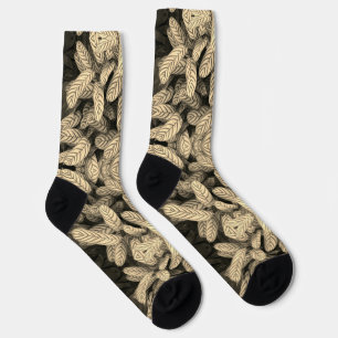Calcetines con estampado de hoja en negro y blanco