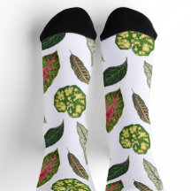 Calcetines con estampado de hojas de plantas vinta