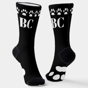 Calcetines con estampado de huellas de gato en bla