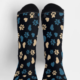 Calcetines con estampado de huellas de gato y cora