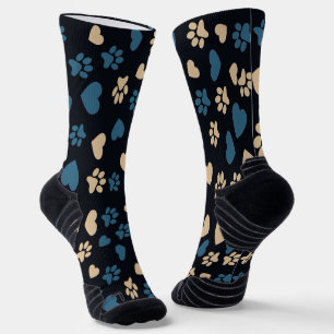 Calcetines con estampado de huellas de gato y cora