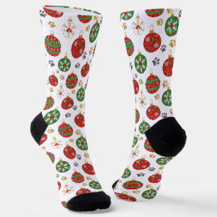 Calcetines con estampado de huellas de patas navid