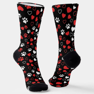 Calcetines con estampado de huellas de patas y cor