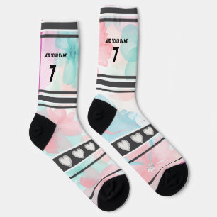 Calcetines con flores coloridas - nombre y número